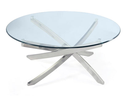 Magnussen - Zila Brushed Nickel Round Cocktail Table With End Table - T2050-45KIT1 view 2