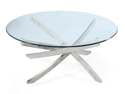Magnussen - Zila Brushed Nickel Round Cocktail Table With End Table - T2050-45KIT1 view 2