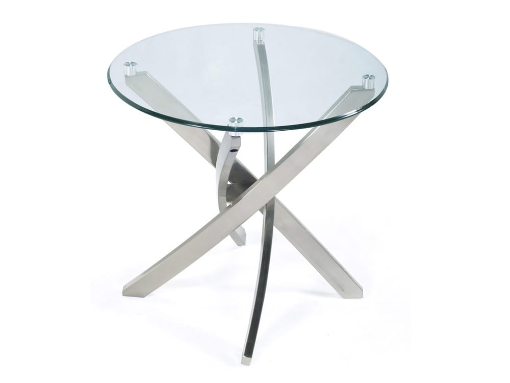Magnussen - Zila Brushed Nickel Round Cocktail Table With End Table - T2050-45KIT1 view 3