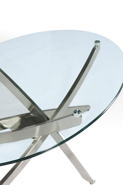Magnussen - Zila Brushed Nickel Round Cocktail Table With End Table - T2050-45KIT1 view 4