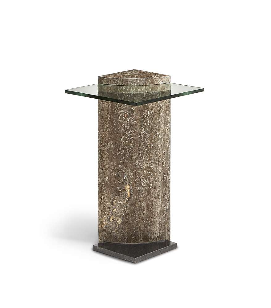 Maitland Smith - Glass Travertine Pillar Side Table - 8376-32 veiw 1