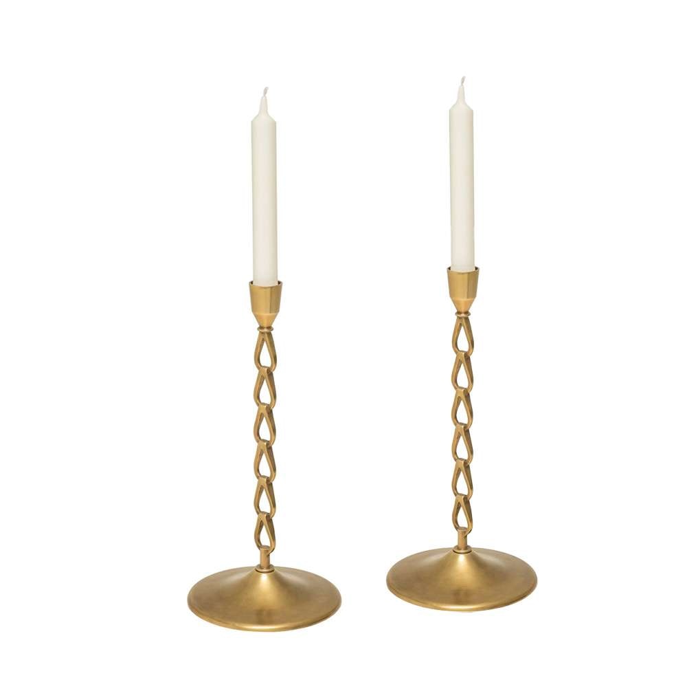 Maitland Smith - Pair Of Antique Cast Brass Candlesticks - 8183-16 veiw 1