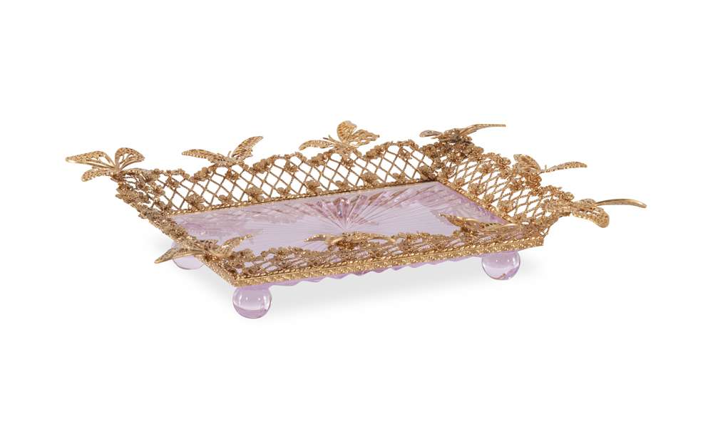 Maitland Smith - Pink Carved Butterfly Tray - 8354-25 veiw 1