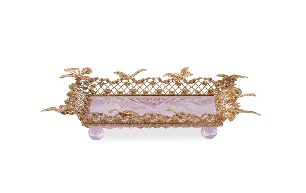 Maitland Smith - Pink Carved Butterfly Tray - 8354-25 veiw 2
