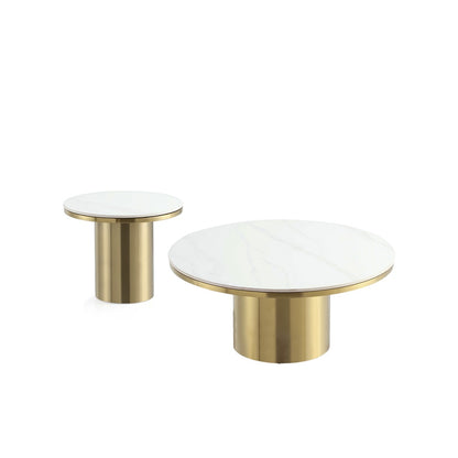 Manhattan Comfort - 2-Piece Glenn Coffee and End Table with Stainless Steel Legs in Gold - 2-CE1710 veiw 1