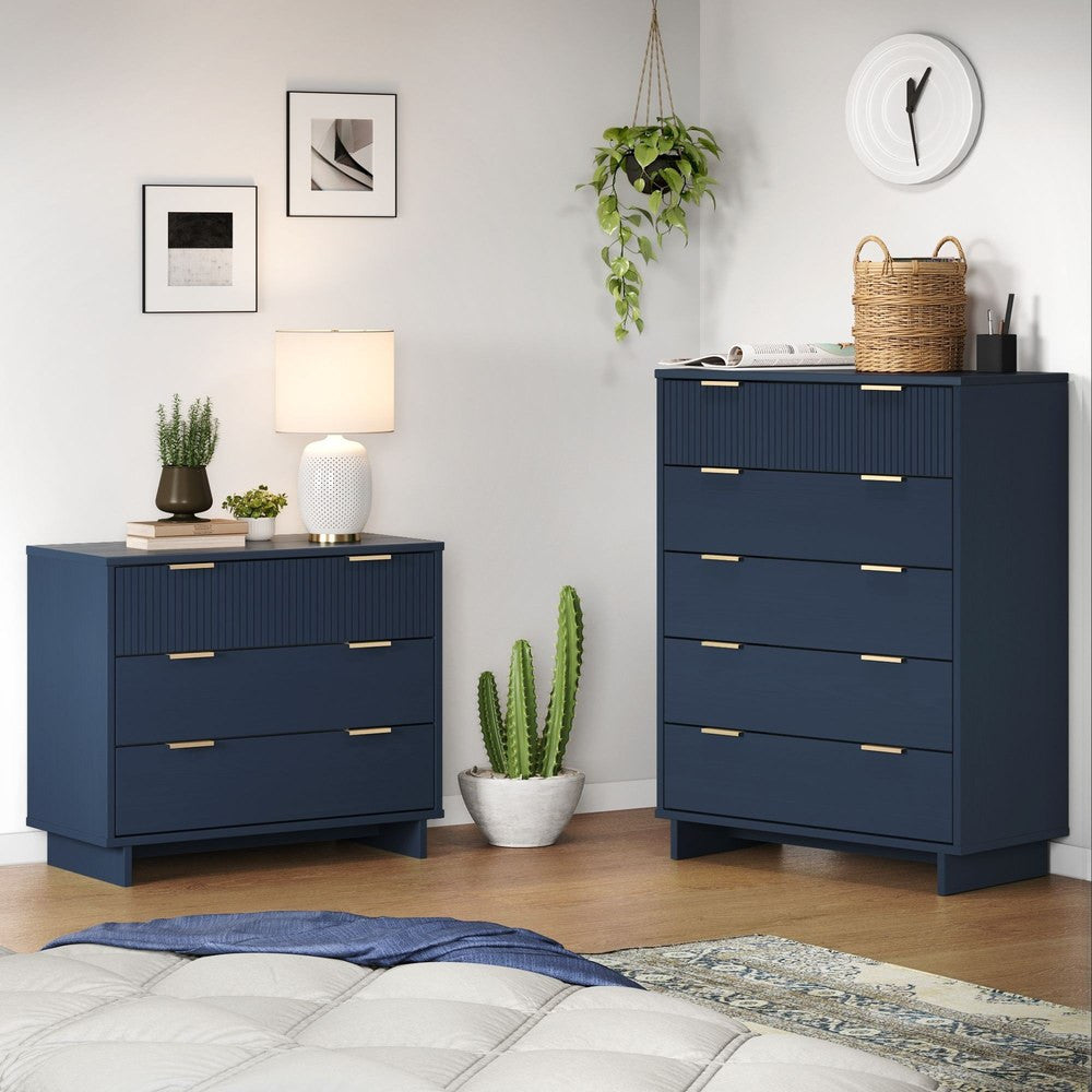 Manhattan Comfort - 2-Piece Granville Dresser and Chest with 8 Drawers in Midnight Blue - GRAN024 view 4
