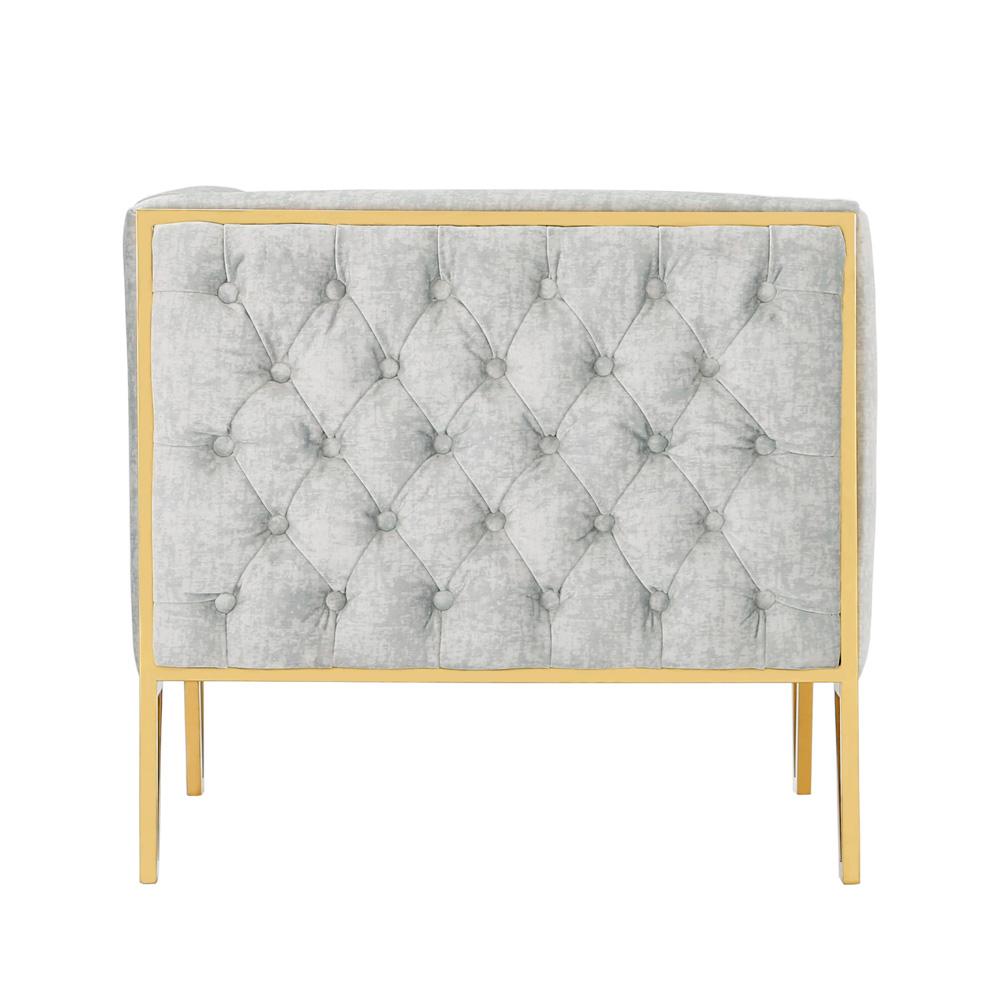 Manhattan Comfort - 3-Piece Vector Velvet Sofa and Arm Chair Set with Metal Legs in Grey and Gold - 3-SS548-GY veiw 6
