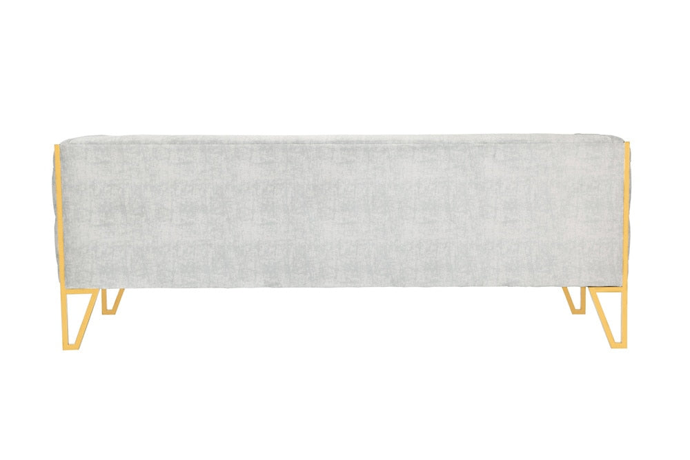 Manhattan Comfort - 3-Piece Vector Velvet Sofa and Arm Chair Set with Metal Legs in Grey and Gold - 3-SS548-GY veiw 7