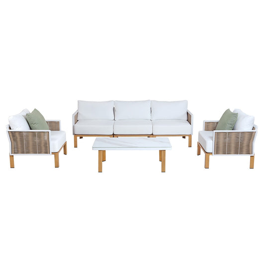Manhattan Comfort - 4-Piece Vine Polyester Patio Conversation Set with Aluminum Legs in Cream - OD-CV029-CR veiw 1