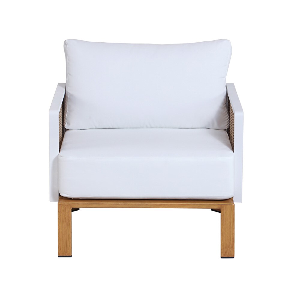 Manhattan Comfort - 4-Piece Vine Polyester Patio Conversation Set with Aluminum Legs in Cream - OD-CV029-CR veiw 6