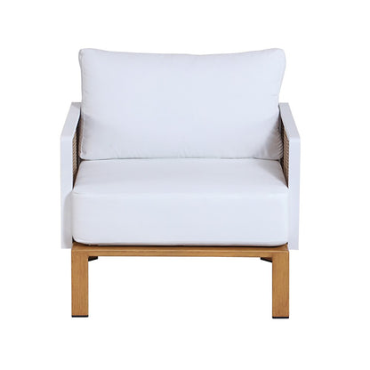 Manhattan Comfort - 4-Piece Vine Polyester Patio Conversation Set with Aluminum Legs in Cream - OD-CV029-CR veiw 6