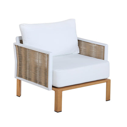 Manhattan Comfort - 4-Piece Vine Polyester Patio Conversation Set with Aluminum Legs in Cream - OD-CV029-CR veiw 7