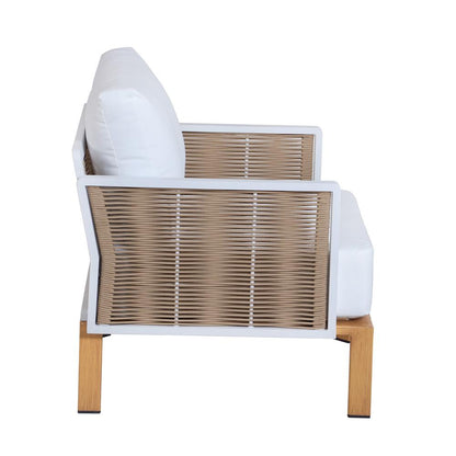 Manhattan Comfort - 4-Piece Vine Polyester Patio Conversation Set with Aluminum Legs in Cream - OD-CV029-CR veiw 8