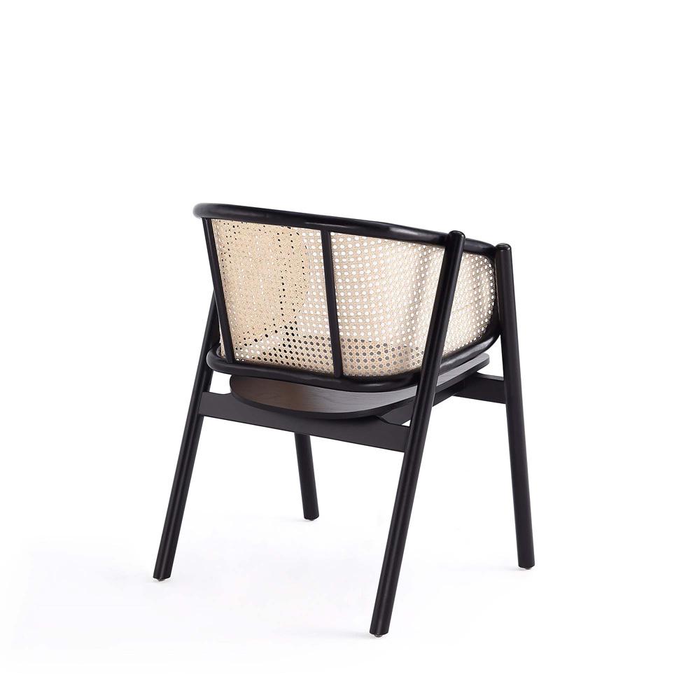 Manhattan Comfort - 5-Piece Versailles and Hathaway Dining with Arm Chair - American Ash WoodDining Table - American Solid Ash Wood Legs in Black and Natural CaneBlack - 4-DT03ACCA02-BK veiw 9