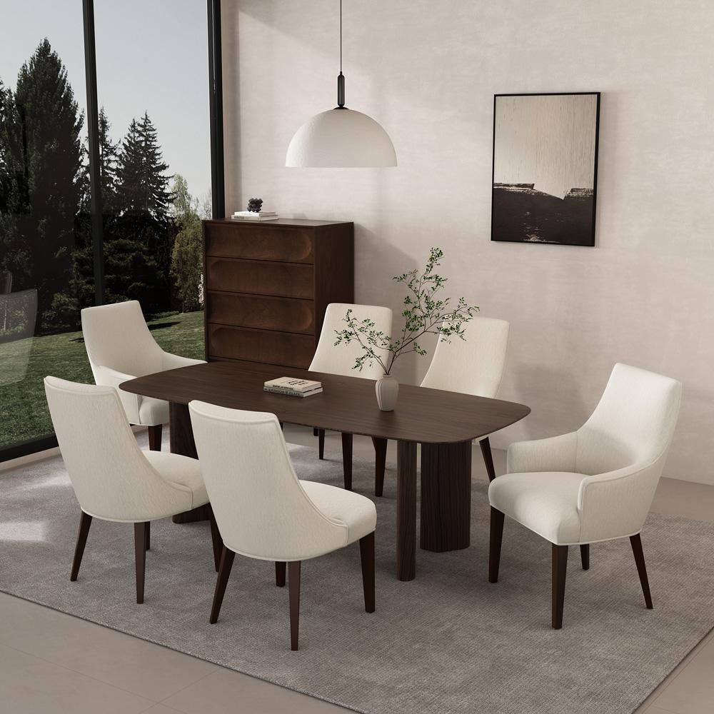 Manhattan Comfort - 6-Piece Beever Dining Chair and Arm Chair in Cream - 6-DC103-CR veiw 6