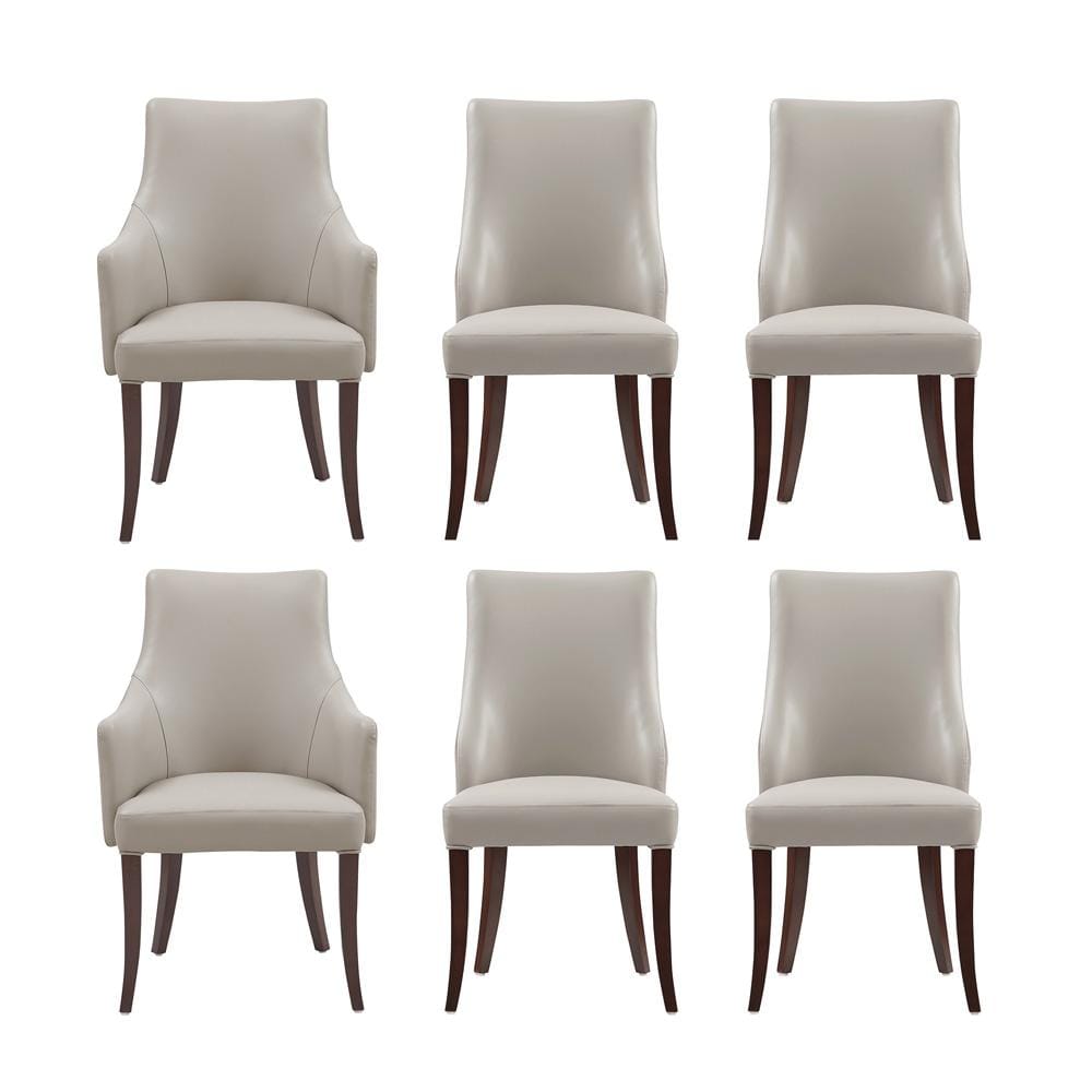 Manhattan Comfort - 6-Piece Connie Dining Chair and Arm Chair in Light Grey - 6-DC095-LG veiw 1