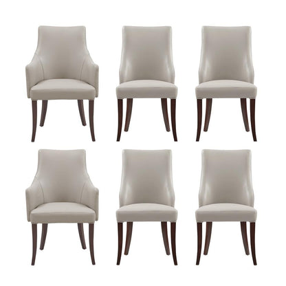 Manhattan Comfort - 6-Piece Connie Dining Chair and Arm Chair in Light Grey - 6-DC095-LG veiw 1