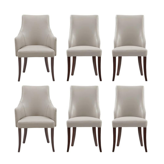 Manhattan Comfort - 6-Piece Connie Dining Chair and Arm Chair in Light Grey - 6-DC095-LG veiw 1