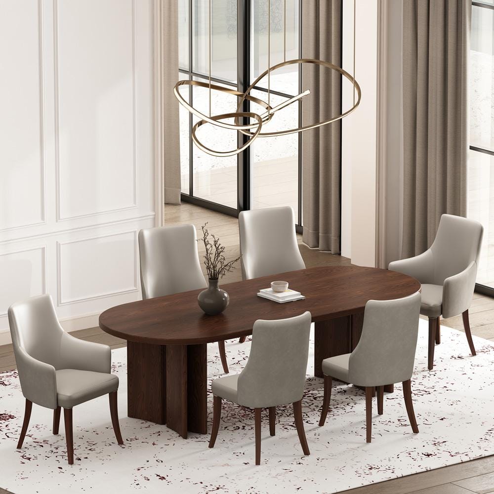 Manhattan Comfort - 6-Piece Connie Dining Chair and Arm Chair in Light Grey - 6-DC095-LG veiw 6