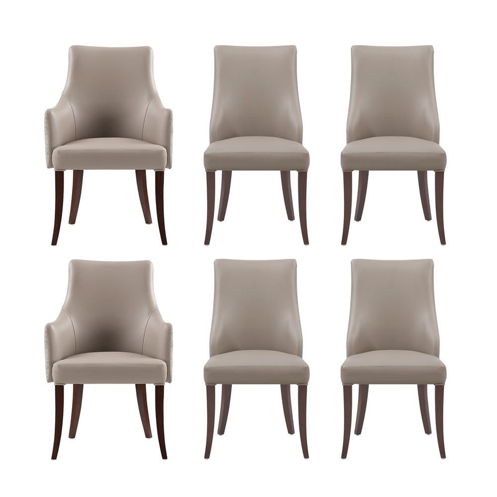 Manhattan Comfort - 6-Piece Connie Dining Chair and Arm Chair in Taupe - 6-DC095-TP veiw 1
