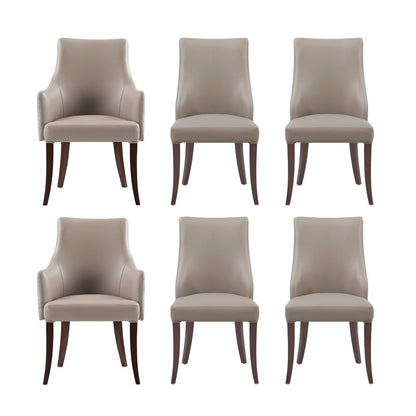 Manhattan Comfort - 6-Piece Connie Dining Chair and Arm Chair in Taupe - 6-DC095-TP veiw 1