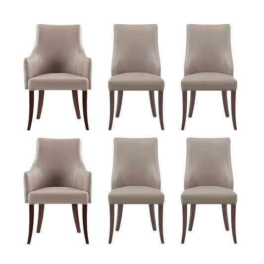 Manhattan Comfort - 6-Piece Connie Dining Chair and Arm Chair in Taupe - 6-DC095-TP veiw 1