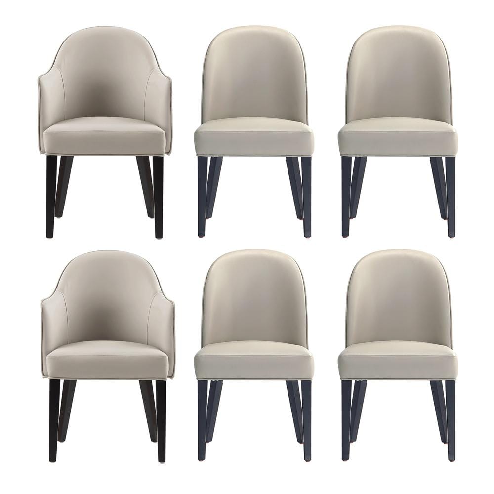 Manhattan Comfort - 6-Piece Hillman Dining Chair and Arm Chair in Light Grey - 6-DC087AR2-LG veiw 1