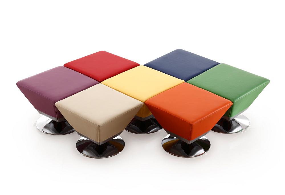 Manhattan Comfort - 7-Piece Diamond Faux Leather Ottomans with Metal Legs in - 7-OT002 veiw 2