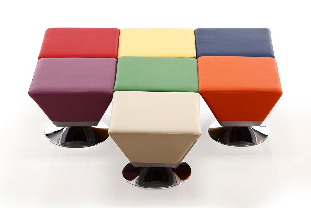 Manhattan Comfort - 7-Piece Diamond Faux Leather Ottomans with Metal Legs in - 7-OT002 veiw 3