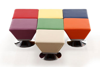 Manhattan Comfort - 7-Piece Diamond Faux Leather Ottomans with Metal Legs in - 7-OT002 veiw 3