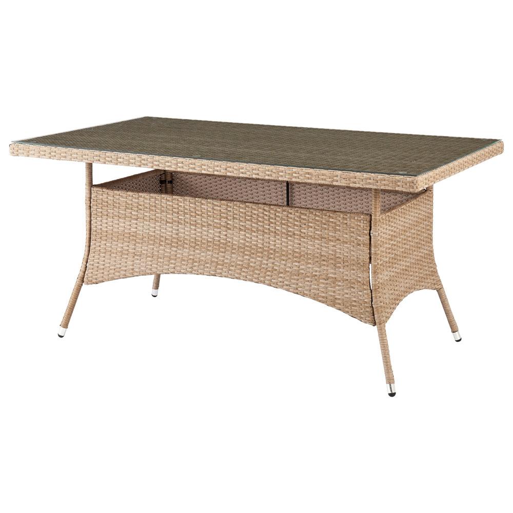 Manhattan Comfort - 7-Piece Genoa Patio 6- Person Dining Set with Iron Steel Legs in Nature Tan Weave - OD-DS002-NE veiw 4