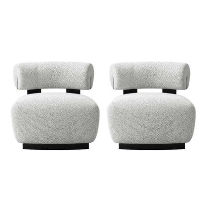 Manhattan Comfort - Bartow Woven Fabric Accent Chair with Ash Wood Legs in Ivory and Black - Set of 2 - 2-AC017-IB veiw 1