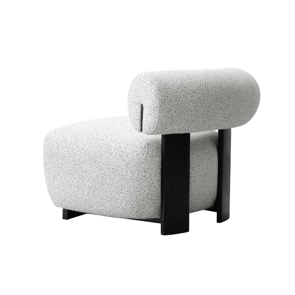 Manhattan Comfort - Bartow Woven Fabric Accent Chair with Ash Wood Legs in Ivory and Black - Set of 2 - 2-AC017-IB veiw 3