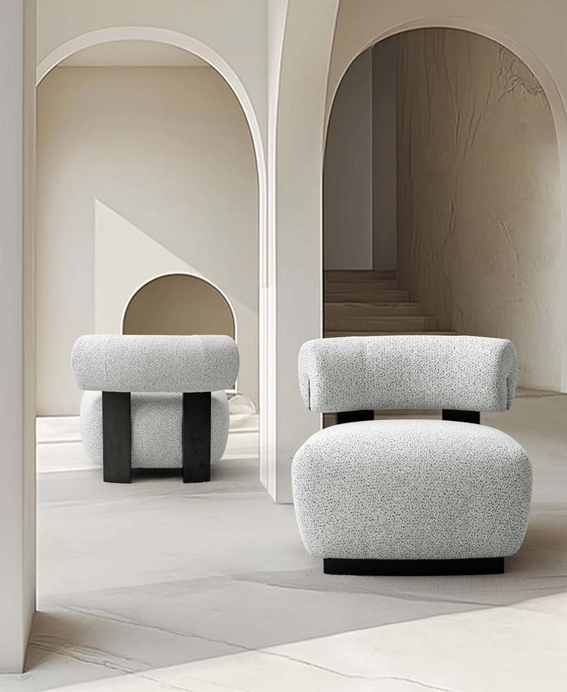 Manhattan Comfort - Bartow Woven Fabric Accent Chair with Ash Wood Legs in Ivory and Black - Set of 2 - 2-AC017-IB veiw 10