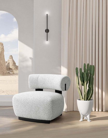 Manhattan Comfort - Bartow Woven Fabric Accent Chair with Ash Wood Legs in Ivory and Black - AC017-IB veiw 10
