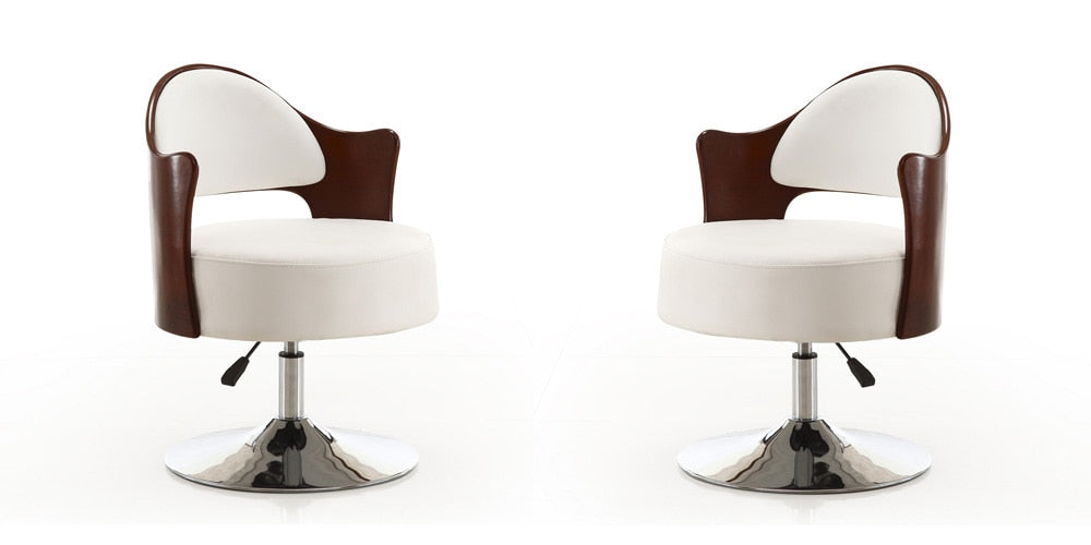 Manhattan Comfort - Bopper Faux Leather Accent Chair with Metal Legs in White and Polished Chrome - Set of 2 - 2-AC033-WH veiw 1