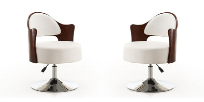 Manhattan Comfort - Bopper Faux Leather Accent Chair with Metal Legs in White and Polished Chrome - Set of 2 - 2-AC033-WH veiw 1