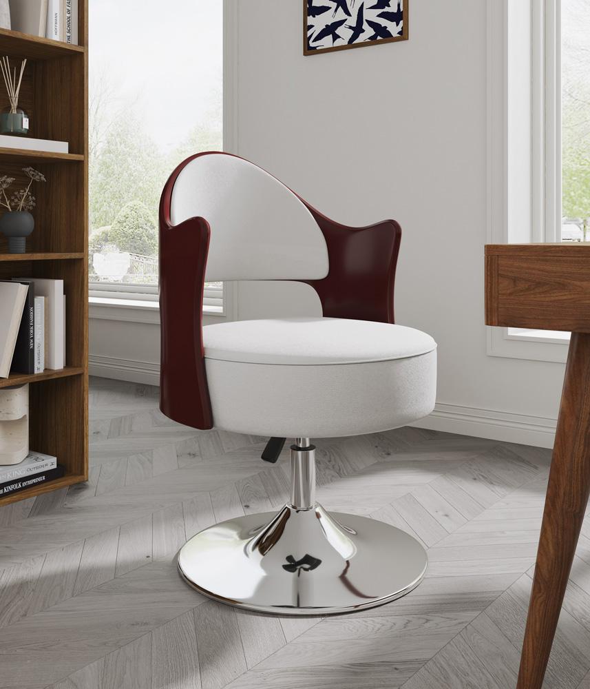 Manhattan Comfort - Bopper Faux Leather Accent Chair with Metal Legs in White and Polished Chrome - Set of 2 - 2-AC033-WH veiw 5