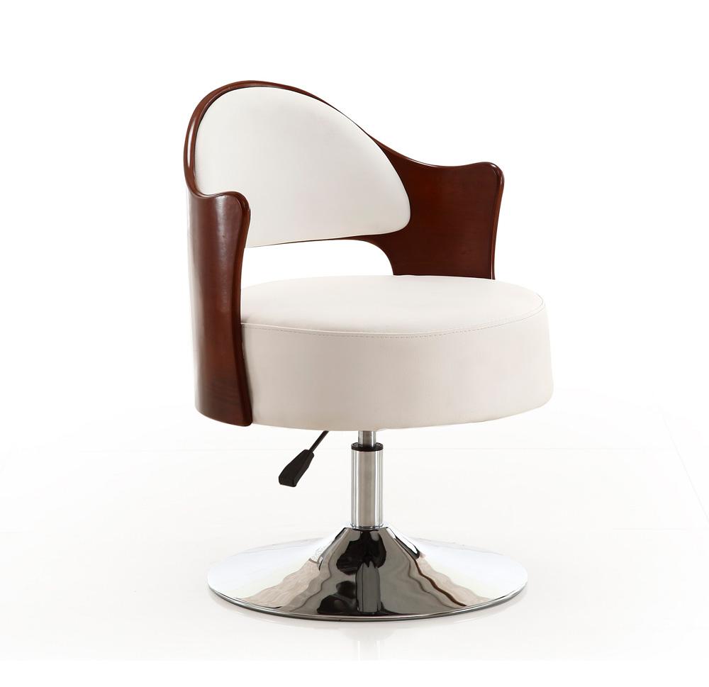 Manhattan Comfort - Bopper Faux Leather Accent Chair with Metal Legs in White and Polished Chrome - AC033-WH veiw 1
