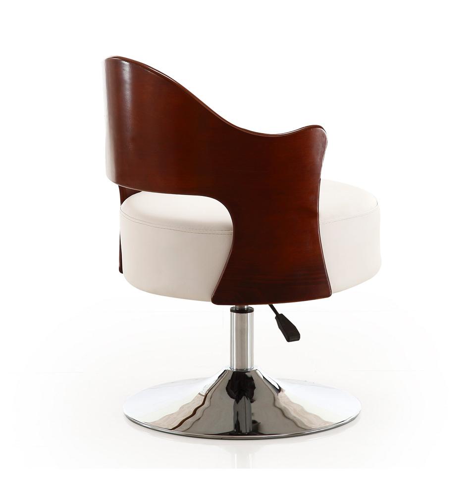 Manhattan Comfort - Bopper Faux Leather Accent Chair with Metal Legs in White and Polished Chrome - AC033-WH veiw 3