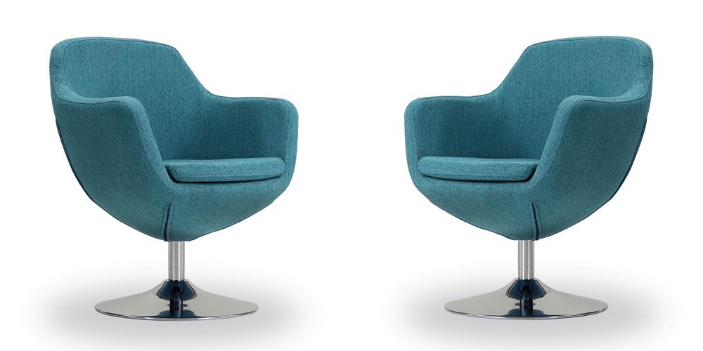Manhattan Comfort - Caisson Twill Accent Chair with Metal Legs in Blue and Polished Chrome - Set of 2 - 2-AC028-BL veiw 1