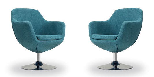 Manhattan Comfort - Caisson Twill Accent Chair with Metal Legs in Blue and Polished Chrome - Set of 2 - 2-AC028-BL veiw 1