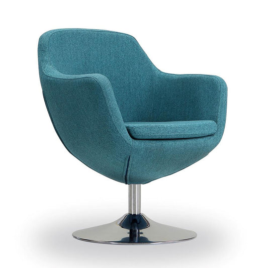 Manhattan Comfort - Caisson Twill Accent Chair with Metal Legs in Blue and Polished Chrome - Set of 2 - 2-AC028-BL veiw 2