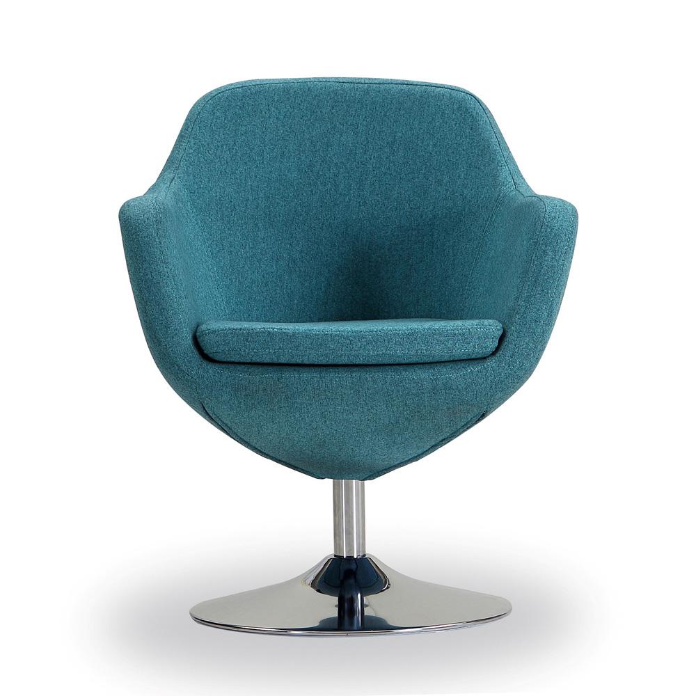 Manhattan Comfort - Caisson Twill Accent Chair with Metal Legs in Blue and Polished Chrome - Set of 2 - 2-AC028-BL veiw 3
