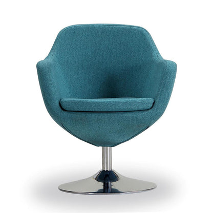 Manhattan Comfort - Caisson Twill Accent Chair with Metal Legs in Blue and Polished Chrome - Set of 2 - 2-AC028-BL veiw 3