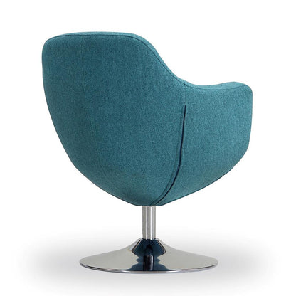 Manhattan Comfort - Caisson Twill Accent Chair with Metal Legs in Blue and Polished Chrome - Set of 2 - 2-AC028-BL veiw 5