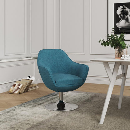 Manhattan Comfort - Caisson Twill Accent Chair with Metal Legs in Blue and Polished Chrome - Set of 2 - 2-AC028-BL veiw 6