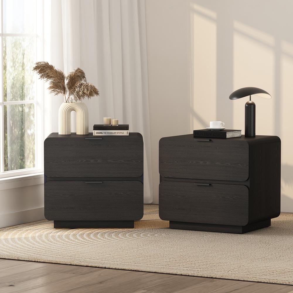 Manhattan Comfort - Chrystie 26in Nightstand in Black (2-Drawer) - Set of 2 - 2-NS016-BK veiw 8