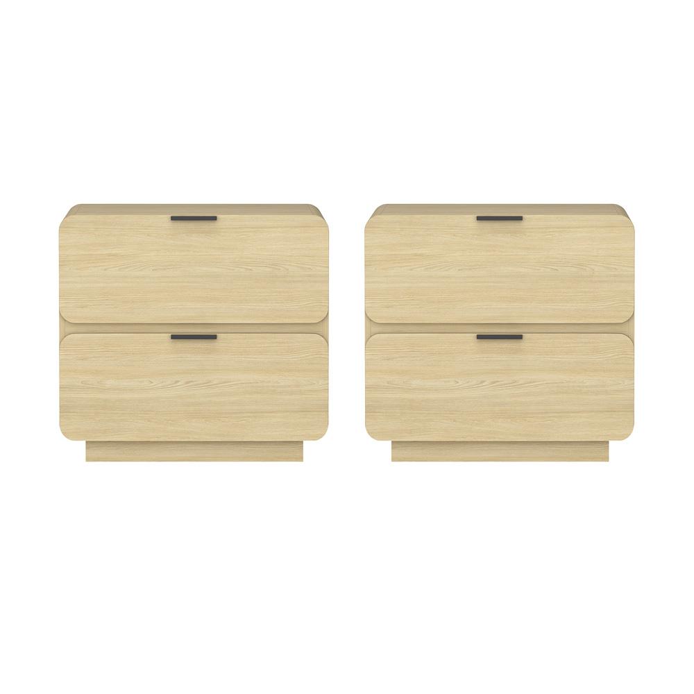 Manhattan Comfort - Chrystie 26in Nightstand in Natural (2-Drawer) - Set of 2 - 2-NS016-NA veiw 1