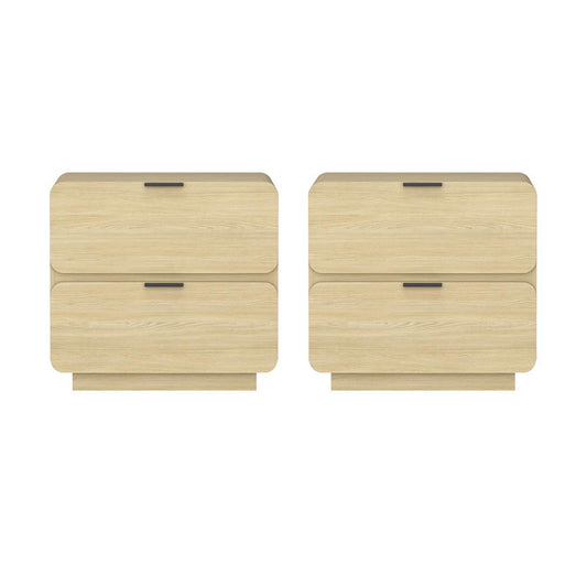 Manhattan Comfort - Chrystie 26in Nightstand in Natural (2-Drawer) - Set of 2 - 2-NS016-NA veiw 1